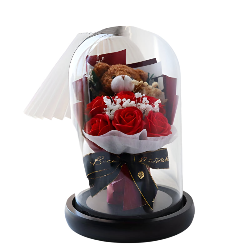 Rose Soap Bouquet & Bear Gift for Special Occasions-0