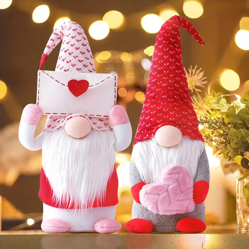 Valentine's Day Gnome Plush Doll Decorations - Set of 2-1