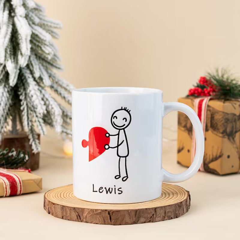 2-Pack Personalized Ceramic Coffee Mugs Couples Gift