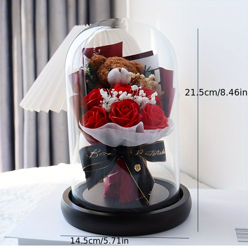 Rose Soap Bouquet & Bear Gift for Special Occasions-1